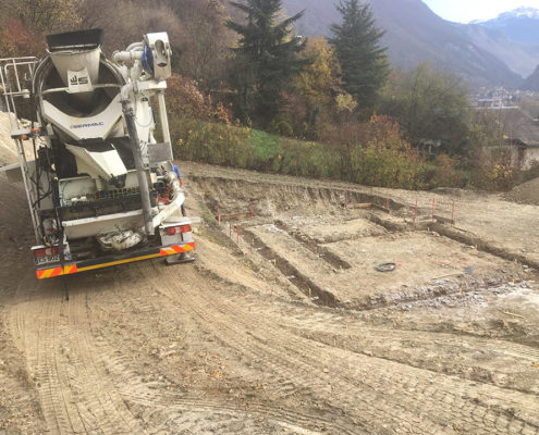 Réalisation de bassement pour chalet par Maçonnerie Pouget