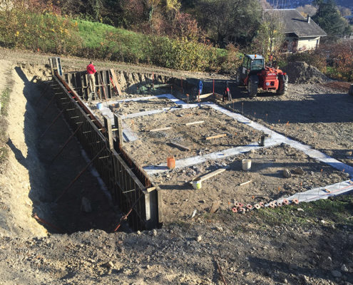 Réalisation de bassement pour chalet par Maçonnerie Pouget